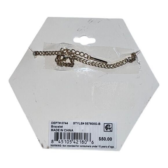 Unwritten Cubic Zirconia Initial Link Bracelet 14K Gold Plated "B" NWT - Picture 2 of 2